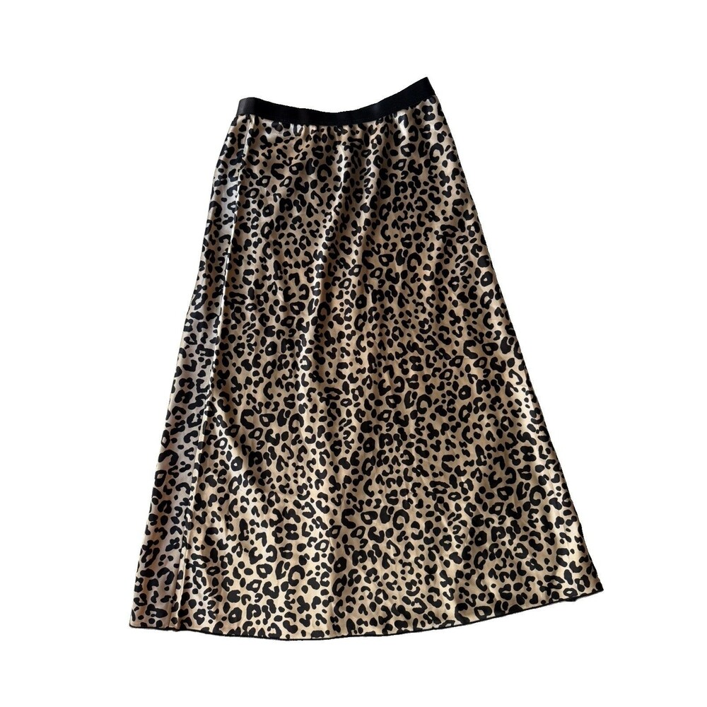 NWT Victoria’s Secret Knit Riot  Maxi Skirt Leopard Print Midi Satin Size M